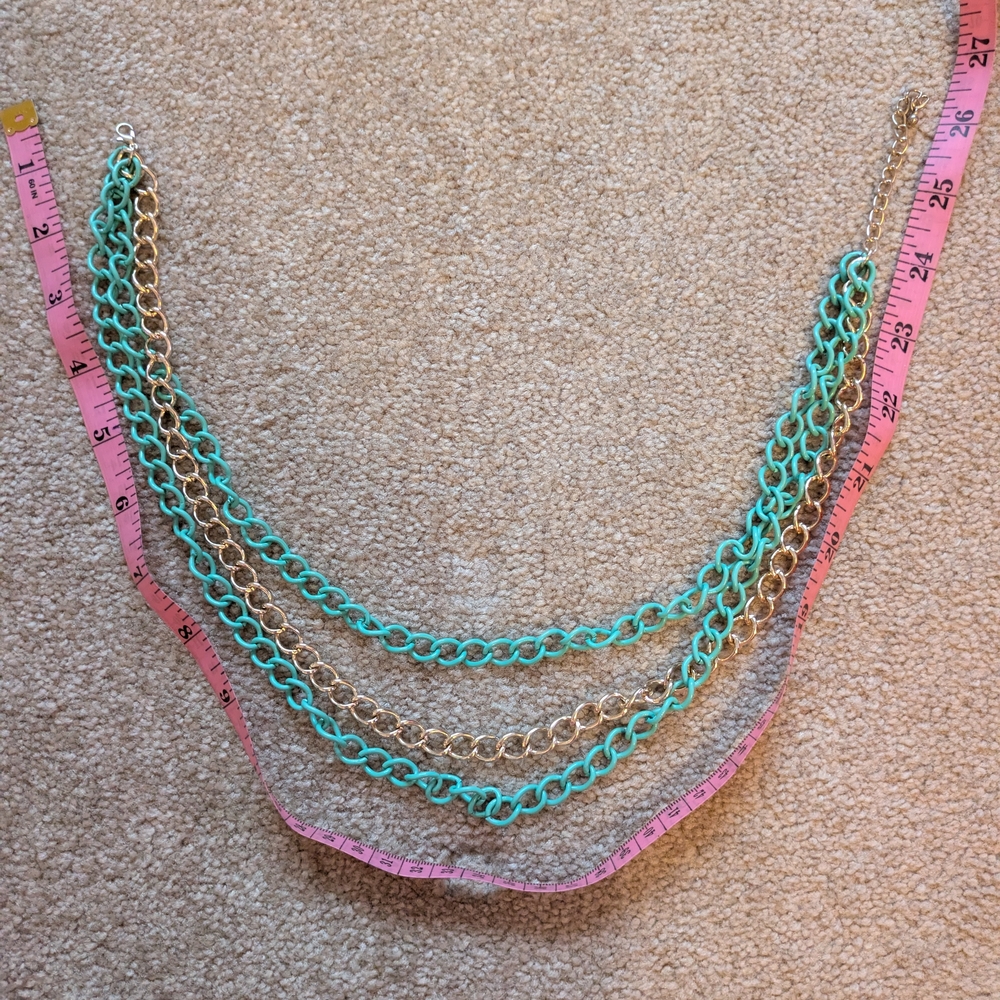 Turquoise and Gold Chain Necklace